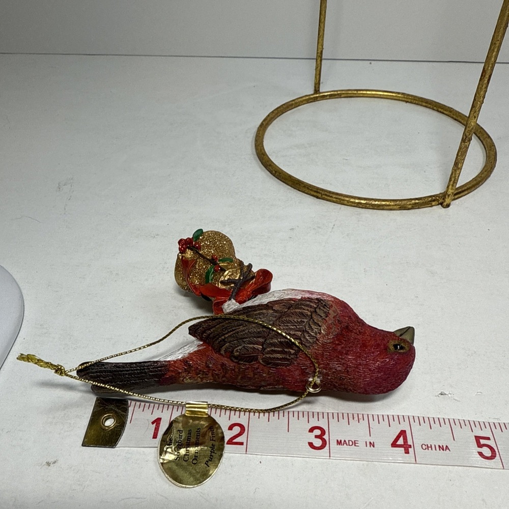 The Songbird Christmas‎ Purple Finch ornament By Danbury Mint With Tag - Picture 6 of 7